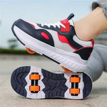 Summer LED Light Up Roller Skate Shoes Four Wheel, Fashion Breathable Low-Top Sneakers For Teenagers & Adults Couple, Outdoor Sports Skating, Detachable One-Shoe-Two-Use Design