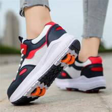 Summer LED Light Up Roller Skate Shoes Four Wheel, Fashion Breathable Low-Top Sneakers For Teenagers & Adults Couple, Outdoor Sports Skating, Detachable One-Shoe-Two-Use Design