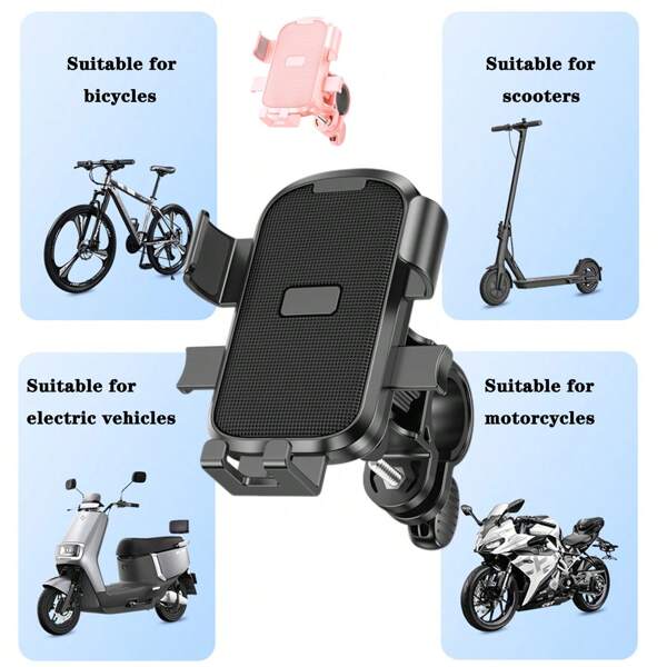 1pc 720° Rotatable Motorcycle/Bicycle/Scooter Phone Holder Handlebar Mount With Hook Stand Compatible With IPhone, Android Phone, Gift For Birthday, Family, Friends For Bicycle And Electric Bicycle Outdoor Motorcycle Accessories, Bike Phone Holder