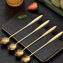 Set aus Kaffeelöffeln und Blumen, Besteck aus Edelstahl, kreative Zuckerlöffel, Teelöffel, Shaker Löffel