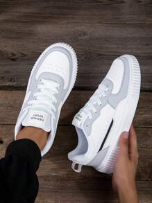 Men's Sports Shoes Casual Sneakers, Lace Up Soft Sole Flat Comfortable Academy Sports Skate Shoes For Men, Lightweight Low-Top Daily Shoes - Grey - View 3