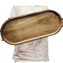 1 套，矩形木托盘，多功能木托盘 - 优雅托盘，适合咖啡、奶酪、甜点，易于清洁，适合室内和室外娱乐、聚会和派对 - 适合家庭装饰和厨房使用、厨房、圣诞节 - 黃色 - 查看 1