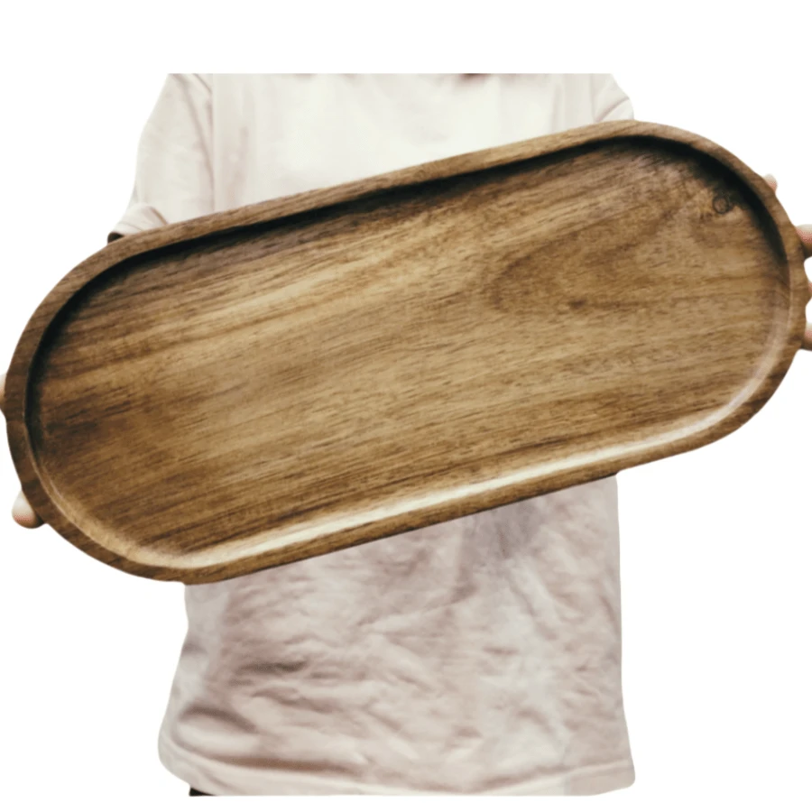 1 套，矩形木托盘，多功能木托盘 - 优雅托盘，适合咖啡、奶酪、甜点，易于清洁，适合室内和室外娱乐、聚会和派对 - 适合家庭装饰和厨房使用、厨房、圣诞节 - 黃色 - 查看 1