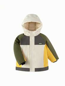 Balabala Chaqueta acolchada para niños pequeños, nuevo abrigo con bloqueo de color de estilo exterior, invierno 2024