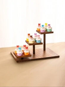 1pc DIY Removable Wood 3-Tier 3-Round Tray, Can Hold Watches, Bracelets, Earrings, Suitable For Vendor Stall, Vanity Table, Children's Room, Multi-Function Storage Rack