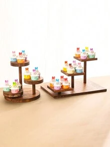 1pc DIY Removable Wood 3-Tier 3-Round Tray, Can Hold Watches, Bracelets, Earrings, Suitable For Vendor Stall, Vanity Table, Children's Room, Multi-Function Storage Rack