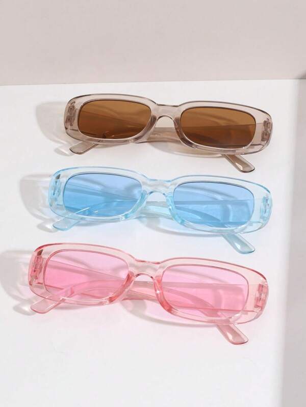 Set de 3 gafas de estilo Y2K cuadradas y lindas, con un toque retro y deportivo, como accesorio de playa, para mujer, para el verano, la playa, al aire libre y los viajes