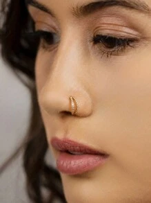 1 件 925 纯银双 CZ 鼻环，防过敏鼻孔环，鼻中隔环，铰链式鼻环，男女通用，适合日常佩戴