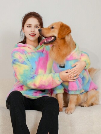 Hoodies For People And Pets, Pet Tie-Dyed Colorful Plush Hoodies, Pet Christmas Clothes, Pet Warm Sweatshirts, Pet Clothing, Dog Hoodies, Large Dog Clothes, Dog Christmas Clothes, Dog Thick Clothes, Pet Warm Sweatshirts, Cat Clothes, Cat Christmas Clothes