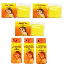 Aceite iluminador Carotone + Jabón iluminador Caratone con fórmula de protección solar natural y colágeno (Suero 65 ml 2.2 oz + Jabón 6.7 oz) Cada de 3 - Multicolor - Ver 1