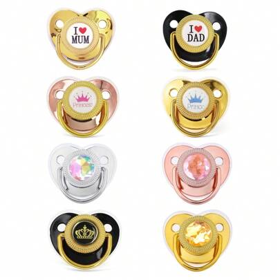 1 件婴儿奶嘴，正畸安抚奶嘴，闪亮金色奶嘴柔软硅胶奶嘴，安全独特设计豪华假婴儿牙胶奶嘴，适合 0-12 个月婴儿，可作为婴儿礼物