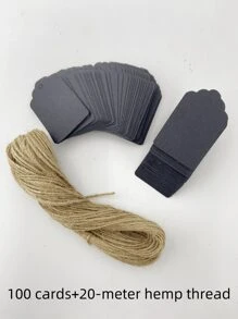 100pcs, Kraft Paper Gift Labels With Yellow Rope, Blank Commodity Price Hanging Labels, Bulk Brown Labels For Wedding, Birthday, Holiday And Party Gifts, Arts And Crafts Packaging, DIY Gift Decoration Labels And Hanging Decorations.