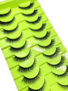 10 Pairs 3D Soft Fluffy Curly Cat Eye False Eyelashes, Handmade Natural-Looking Faux Mink Lashes, Makeup Lashes Strip Lashes,Lashes,Eyelashes,Fake Lashes - Natural Lashes - View 3