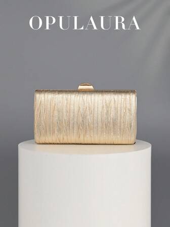 Bolso de mano retro de lujo OpulAura, bolso de fiesta de moda con diseño plisado dorado, elegante bolso de mano tipo caja con correa de cadena, ideal para fiestas, bodas y eventos formales, otoño/invierno, bolsos de fiesta listos para usar, accesorios de graduación, vestido de lentejuelas para mujer, vestido brillante, vestidos elegantes para mujer, elegante bolso de graduación, perfecto para la fiesta nupcial, el bolso elegante ideal para la despedida de soltera.