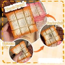 1PC Squishy Thick Toast Bread Slow Rising Sticky Squeeze Stress Release Hand Relax Toy Slow Rebound Decompression Vent PU Tender Soft - Multicolor - View 8