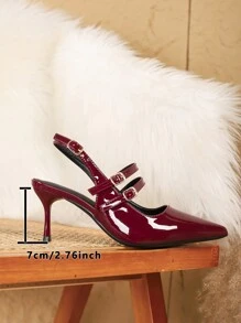 Tocuri înalte cu slip-on cu vârf ascuțit, elegant și versatil, pantofi profesioniști la modă și confortabili pentru femei, pantofi de damă eleganti și la modă cu vamp joasă - Burgundia - Vizualizare 6