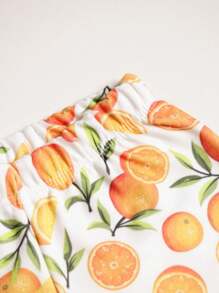 Ame Kids Girls' Button-Down Blouse And Ribbed Shorts Set - 橘色 - 查看 6