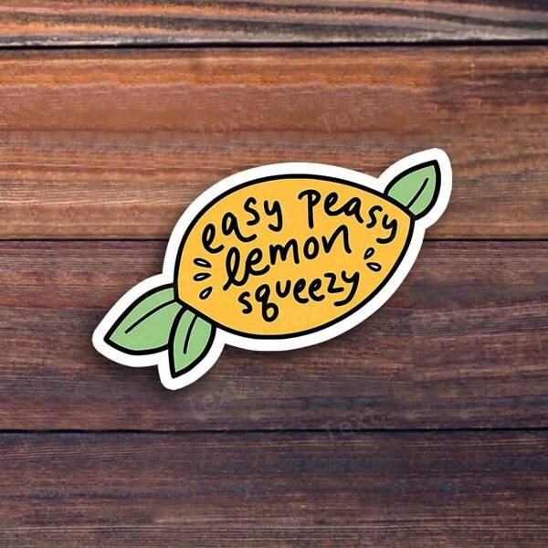 Adesivo de vinil divertido e motivacional "Easy Peasy Lemon Squeezy" de 3 polegadas – perfeito para laptops, garrafas de água, diários e decoração de cozinha | Ótimo para amantes do humor, pensadores motivacionais e fãs de frutas cítricas | Presente ideal para amigos, adolescentes e familiares | Adesivo peculiar e brilhante para motivação diária e diversão com tema cítrico
