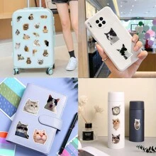 50PCS Funny Cat Stickers Vinyl Aesthetics Stickers For Scrapbooking, Diary, Laptop, Bumper, Skateboard, Water Bottle, Computer, Phone, Cartoon, Hard Hat, Car Stickers And Decals - Multicolor - View 10