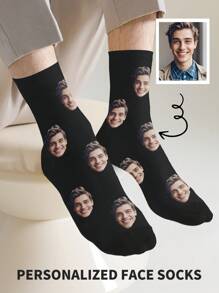 1 par de calcetines personalizados con cara, calcetines personalizados con foto, calcetines impresos personalizados, calcetines divertidos personalizados con cara, calcetines personalizados con imagen, pon cualquier cara en los calcetines, regalo de aniversario, regalo de San Valentín