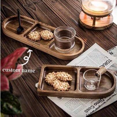 Personalised Tea & Biscuits Board, Wooden Treat Board, Snack Tray, Father's Day, Birthday Gifts For Grandad, Brown Water Bottle