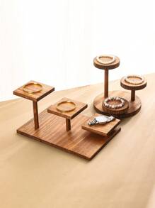 1pc DIY Removable Wood 3-Tier 3-Round Tray, Can Hold Watches, Bracelets, Earrings, Suitable For Vendor Stall, Vanity Table, Children's Room, Multi-Function Storage Rack