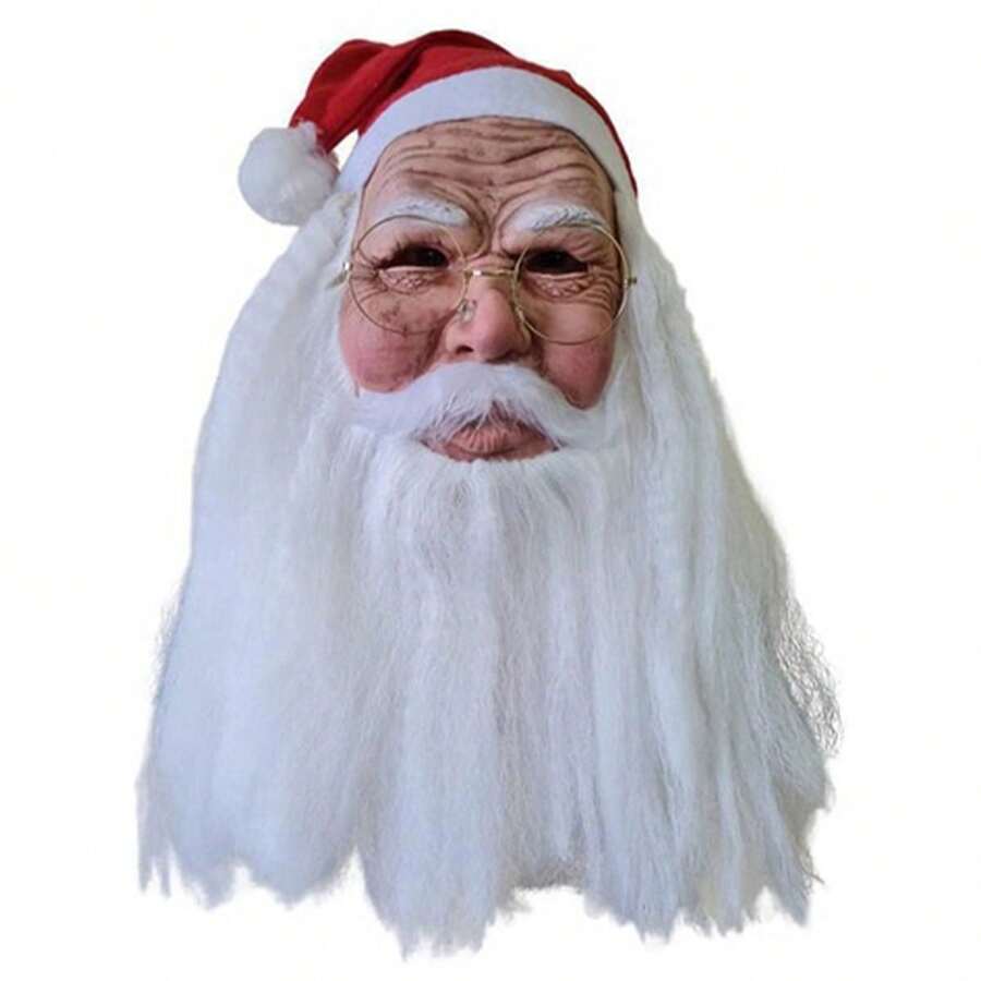 Realistic Santa Claus Mask Christmas Xmas Costume Latex Beard Glasses Party End Of Year Celebration - Nhiều màu - Xem 1