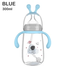 1 件 180ml/300ml 蜗牛吸管杯，液态硅胶奶嘴瓶，防胀气防滴双手柄 PP 奶瓶，精确测量科学喂养，材质