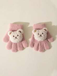 1 双儿童熊猫卡通水貂毛针织手套 - 1Pair - 查看 23