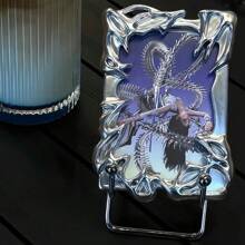 Soporte para tarjetas de fotos con forma metálica plateada, funda especial para tarjetas con baño electrolítico estilo Kpop, mejor regalo