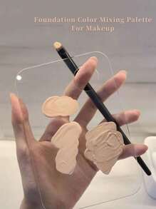 1 pieza Paleta de mezcla de maquillaje de acrílico transparente con espátula para herramientas de mezcla de maquillaje para base, sombra de ojos, pestañas, lápices labiales, arte de uñas (el producto solo incluye la paleta)