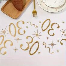 1 pieza Elegante tapete de mesa dorado chapado, adecuado para decoración de fiestas de cumpleaños de 18, 20, 40, 50, 60 años, aniversarios, jubilación, decoración de fiesta de feliz cumpleaños