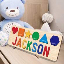 Montessori Toddler Toys, Wooden Name Puzzles For Toddlers 1-3, Custom Puzzle Name Baby, Personalized Name Puzzle New Easter Gifts For Kids Wooden Toys 3D Alphabet Jigsaw(Colour)