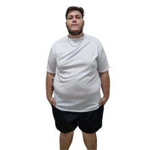 Kit 3 Plus Size Plain Dry Fit T-Shirts - 黑與白 - 查看 4