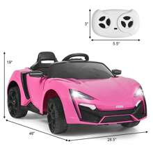 Lifezeal 12V Kids Ride On Car 2.4G RC Electric Vehicle W/ Lights MP3 Openable Doors White\Black\ Red\Pink - Pink - View 2