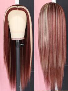 26Inch Highlight Color Synthetic Lace Front Wigs Gorgeous Heat Resistant Glueless Long Straight Synthetic HD Lace Wigs For Fashion Women Girls 13x4 Lace Wig Party Cosplay Daily Wear - Màu dương cầm - Xem 4