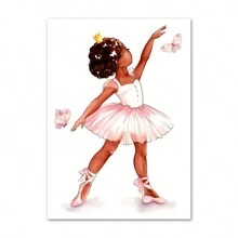 1 件无框，Acquerello 芭蕾舞女孩蝴蝶翅膀 Nome Personalizzato 墙壁艺术帆布画海报印刷图片女孩房间幼儿园家居装饰 - 彩色 - 查看 15