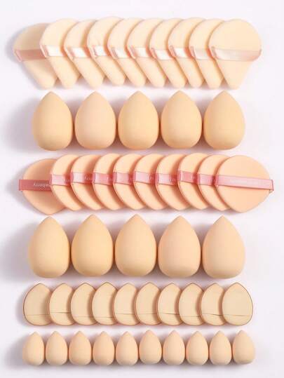 5/10/20/30/40/50/60/80/100PCS Makeup Tools Set Including:10PCS Makeup Sponges For Liquid Makeup+10PCS Mini Makeup Sponges For Liquid Makeup+10PCS Triangle Powder Puffs For Loose Powder And Makeup Setting+10PCS Air Cushion Powder Puffs For Facial Makeup+10PCS Mini Air Cushion Powder Puffs For Facial Concealer Makeup
