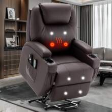 KORSER Electric Recliner Chair With Massage & Heating, Power Lift Chair For Elderly & Adults, Modern Reclining Lounge With Remote Control, Cup Holder, Faux Leather Upholstery - 美規A型插(110-127V) - 查看 10