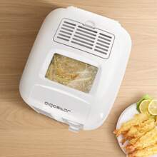 1pc 29.5x25.2x23cm Deep Fryer, 2.5 Liters, 1650W, Non-Stick Coating, Detachable Fry Basket, Multi-Temperature Control, Efficient Heating Coil, Transparent Viewing Window, Power Indicator Light, White, Suitable For Frying French Fries, Chicken