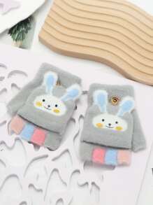 1 par de luvas de coelho com meio dedo, quentes, macias, confortáveis e fofas, adequadas para atividades ao ar livre e uso diário, outono/inverno