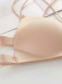 2 pezzi Set di reggiseni canottiera con chiusura anteriore, senza ferretto, con luce imbottitura e schiena incrociata, biancheria intima per le donne