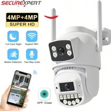 WiFi Security Camera, 3MP+3MP PTZSecurity Cameras WiFi Outdoor Camera,2K HD Night8(Vision,Two-Way Audio,Motion&Siren Alert With 64GB SDCard