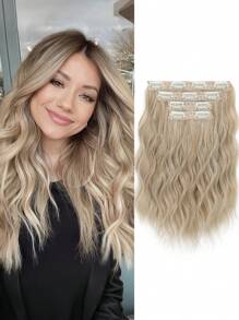 Extensions de cheveux à clipser, 4 pièces Extensions de cheveux de 12 pouces, extensions de cheveux ondulés courts, invisible, faites de fibres synthétiques douces. Convient pour une utilisation quotidienne des femmes.