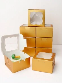 5pcs/10pcs Valentine's Day Macaroon Bakery Box, Dessert Box With Window, Cookie Box, Small Snack Box, Mini Cake Box, Suitable For Sweets, Strawberry, Pastry, Candy Packaging