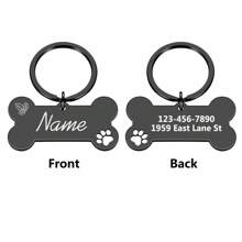 1 Pieza Etiqueta de identificación con nombre de mascota personalizada grabada con láser. Decorada con huellas de pata, flores y diseños de hojas. - Multicolor - Ver 7