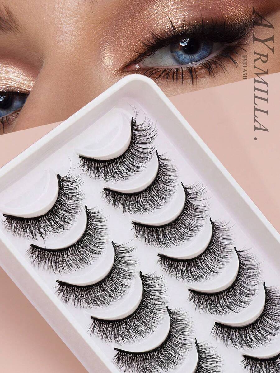 10 Cặp Lông Mi Giả Tự Nhiên Mềm Mịn Ấn Tượng 3D Mắt Chồn Mascara Nhiều Lớp Ngắn Dày Nối Mi Giả Số Lượng Lớn - màu đen - Xem 1