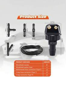 11 PCS Front Windshield Washer Nozzle Kit, Universal Car Windshield Sprayer Nozzle, Automotive Windshield Fluid Hose Replacement Windshield Wiper Nozzles, Fit For Most Cars - Multicolor - View 7