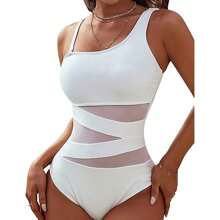 Maiôs Sexy Femininos De Uma Peça De Um Mmbro De Malha Emagrecedores - Branco - Visão 1