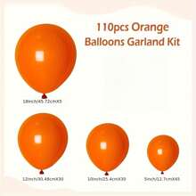 110 globos naranjas de diferentes tamaños 18/10/5 pulgadas para guirnaldas y arcos, globos de látex naranja quemado para decoración de fiesta de cumpleaños